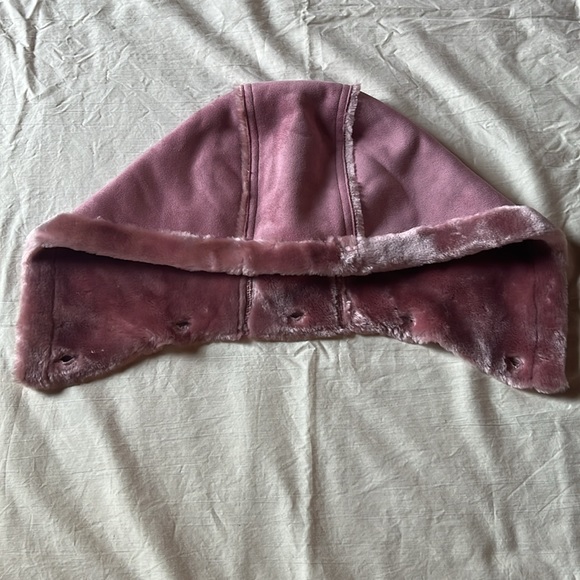 Vintage Gloria Vanderbilt plush faux suede coat hooded rose large - Picture 7 of 13